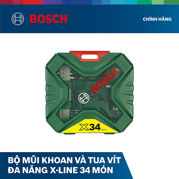 Bộ mũi khoan và vặn vít x-line 34 chi tiết Bosch 2607010608