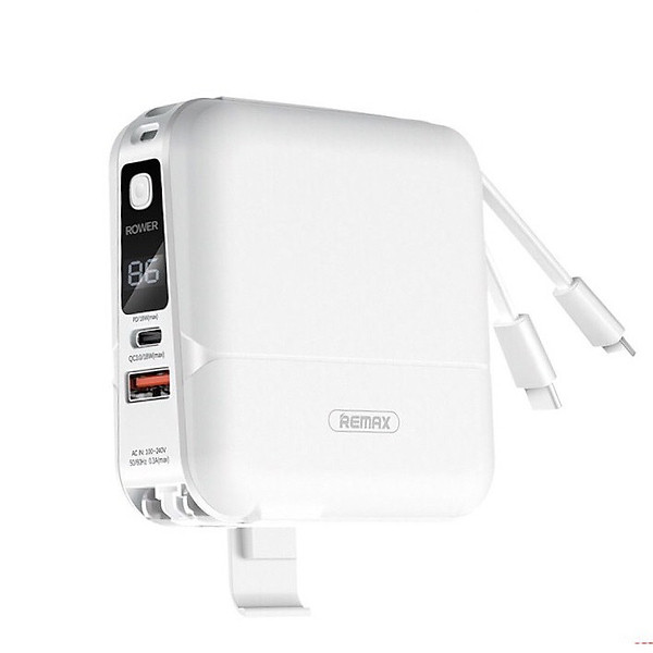 Sạc Dự Phòng Đa Năng Remax RPP-20 – Tích Hợp 2 Cáp Sạc Type C & Lightning – Sạc Nhanh 18W – Dung Lượng 15000 mAh