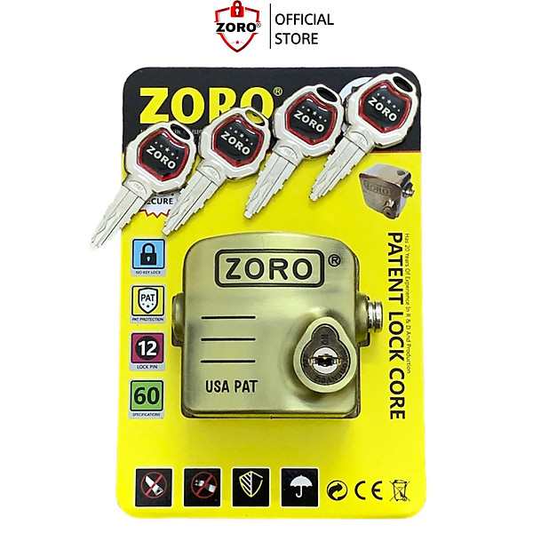 Ổ khóa chụp bát cửa ZORO chống cắt toàn diện phiên bản mới - chống gỉ kháng nước - chìa xe hơi