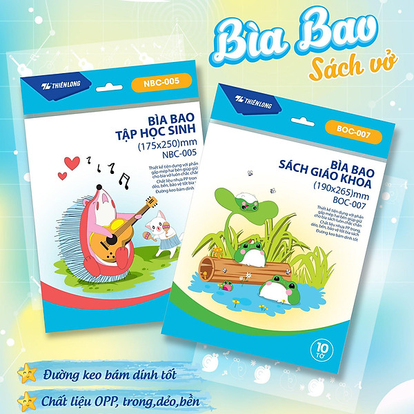 Túi 10 Bìa bao Sách Giáo Khoa Thiên Long BOC-007