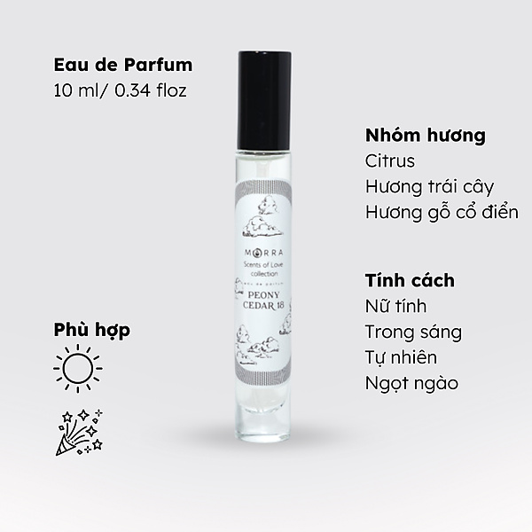 Nước Hoa Nữ Thơm Lâu Morra Peony Cedar 18 Hương Hoa Cỏ Nữ Tính, Dịu Dàng Lưu Hương Lâu 6h - 8h