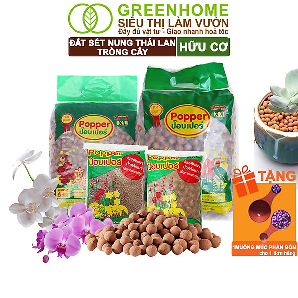 Đất Sét Nung Trồng Cây Greenhome, Bao 6lít, Thái Lan, Trồng Sen Đá, Phong Lan, Sứ, Thuỷ Canh, Chống Mọc Cỏ, Thoáng Khí