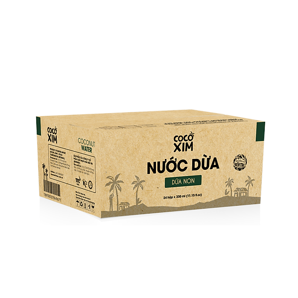 Thùng nước dừa đóng hộp Cocoxim dừa dứa non 330ml (1 thùng 24 hộp)