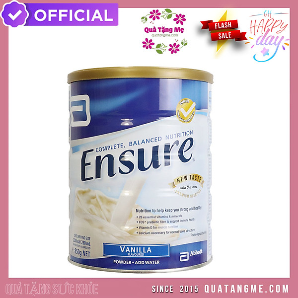 Sữa Ensure Úc cho người già, người gầy, người suy dinh dưỡng, người sau phẫu thuật, người mới ốm dậy - Cung cấp đầy đủ dinh dưỡng giúp hồi phục sức khỏe - Vanila (850g/lon)