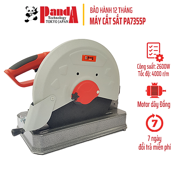 Máy cắt sắt Panda pa7355p, công suất 2600w, bàn cắt dày, cắt góc 45 độ, tặng kèm lưỡi cắt