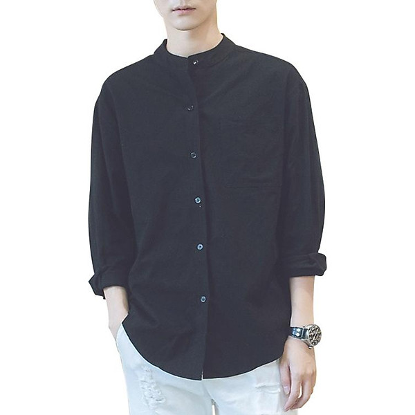 Áo Sơ Mi Nam Cổ Tàu Form Rộng