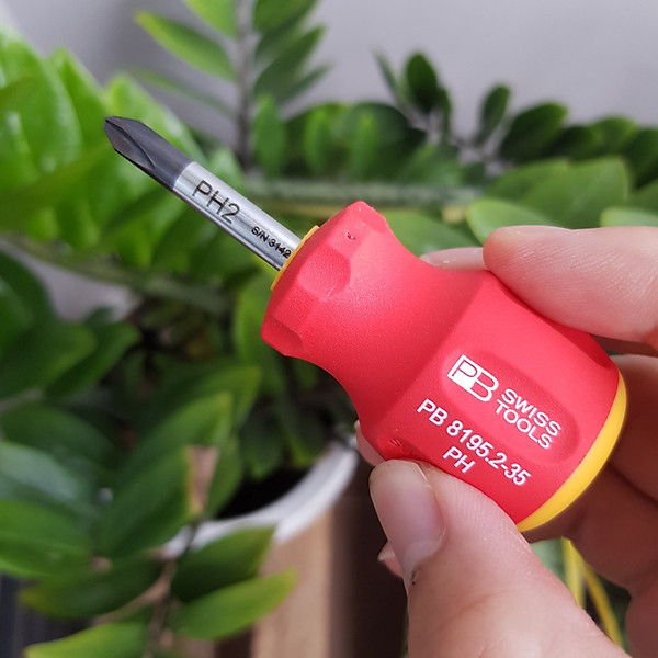 Tua vít lùn stubby pb Swiss tools ph 2 8195.2-35 và mũi dẹp 5.5mm 8195.2-35