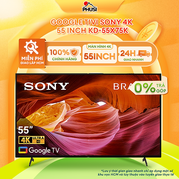Google Tivi Sony 4K 55 inch KD-55X75K - Model 2022