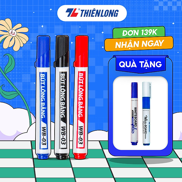 Hộp 10 Bút Lông Bảng Thiên Long WB03 - Đỏ
