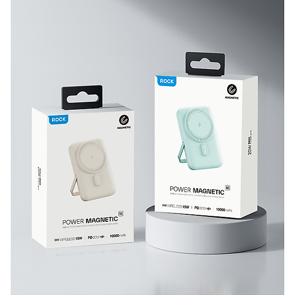 Pin sạc dự phòng không dây kèm giá đỡ điện thoại Rockspace P20 SE sạc nhanh PD 20W 10000mAh - Hàng chính hãng bảo hành 12 tháng