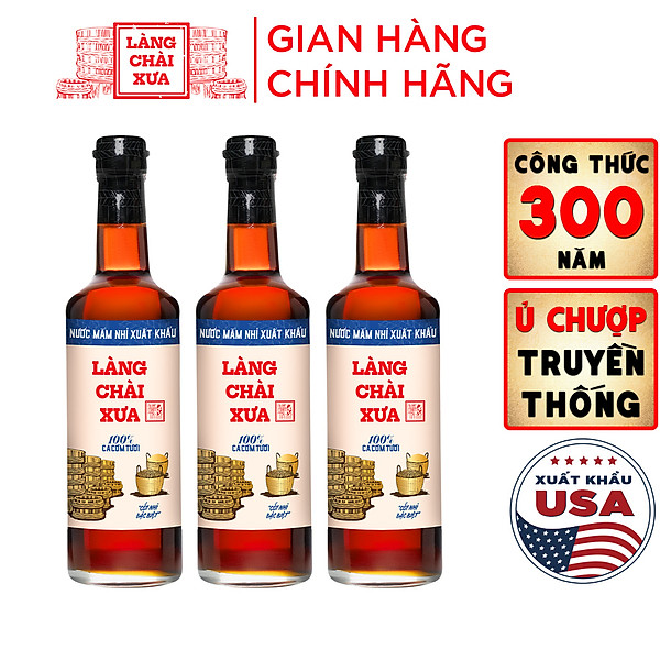 Đặc Sản Phan Thiết - [Combo 3 Chai] Nước Mắm Nhỉ Làng Chài Xưa Nhãn Xanh Xuất Khẩu, Nhãn Đỏ Đậm Đà, Nhãn Vàng Sánh Đặc 500Ml/Chai Thủy Tinh - 03 Chai Nhãn Đỏ