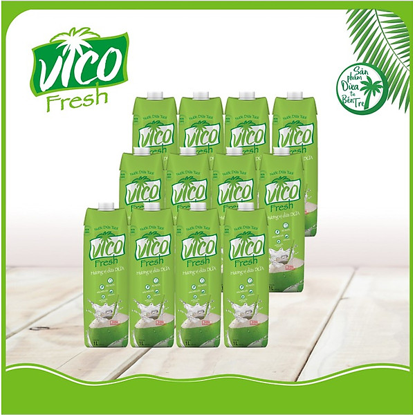 Thùng 12 hộp Nước dừa dứa VICO FRESH (1 lít / hộp)