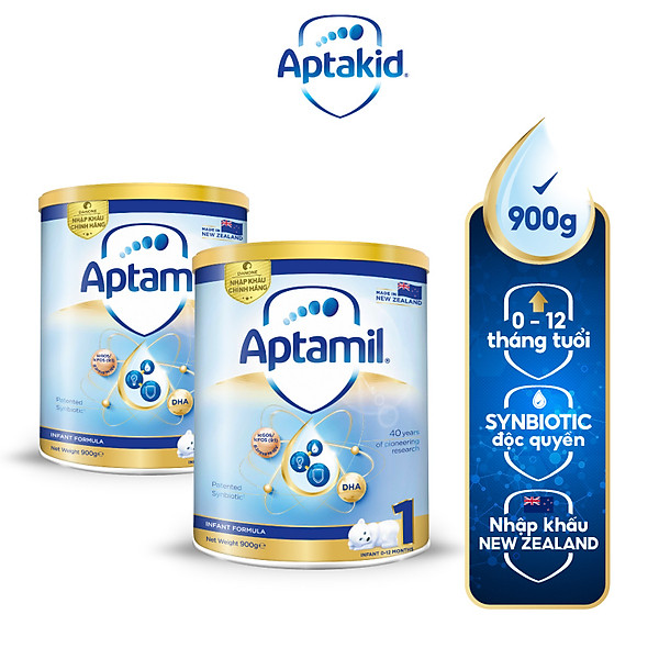 Combo 2 Sữa Bột Aptamil New Zealand Hộp Thiếc Số 1 900G/Lon Cho Bé 0-12 Tháng Tuổi