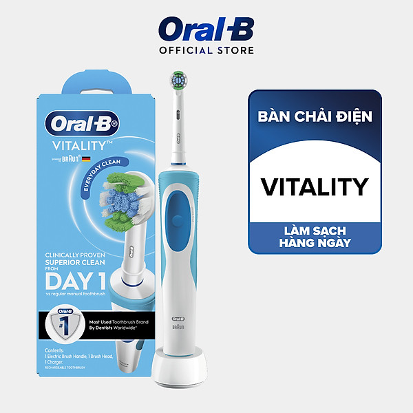 Bàn chải đánh răng điện Oral-B Vitality Precision Clean Blue D12.513- Hàng chính hãng 100%