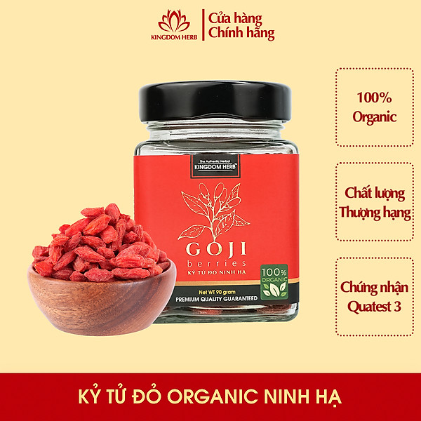 Kỷ tử organic Ninh Hạ Kingdom Herb chính hãng thượng hạng hộp 90g - KQ
