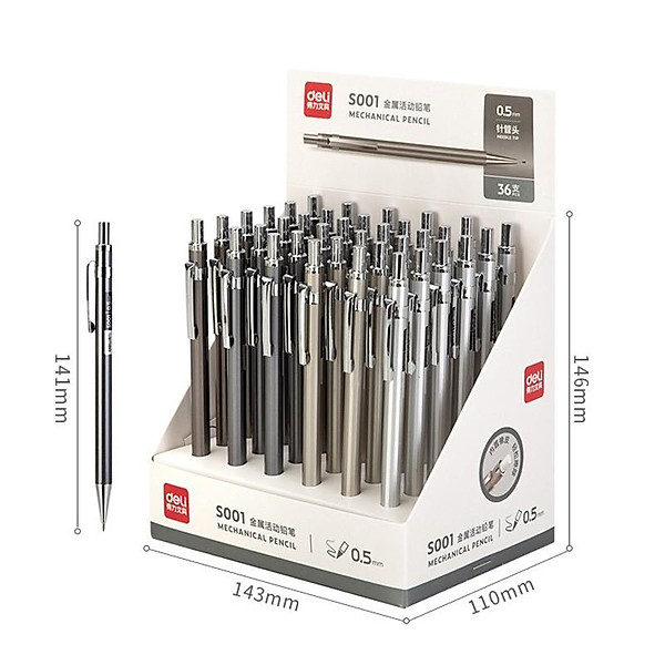 Bút chì kim học sinh Deli - Vỏ kim loại - Ngòi 0.5mm/0.7mm - S001 / S002