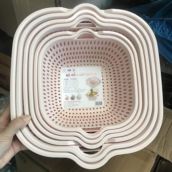 Bộ Rổ thau 6 món Ráo Nước 2 Lớp Cao Cấp Tiện Lợi, Rổ Đựng Rau, Hoa Quả ...