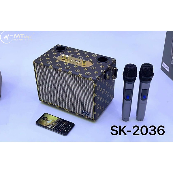 Loa Bluetooth Karaoke QIXI SK-2036 , Tặng Kèm 2 Micro Không Dây Cao Cấp , Hát Karaoke Nghe Nhạc Bass mạnh -Hàng Chính Hãng