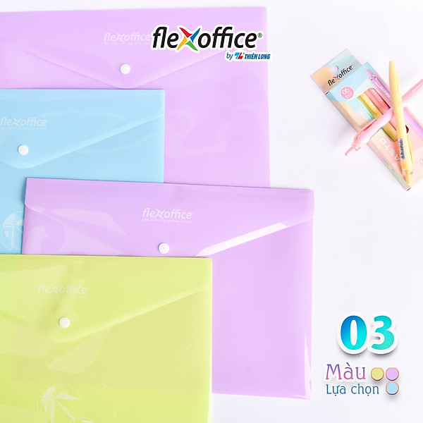 Combo 10 Bìa nút Pazto màu Pastel A4 Thiên Long Flexoffice FO-CBF009 - Màu ngẫu nhiên
