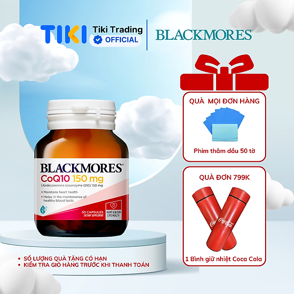Viên Uống Bổ Tim Hỗ Trợ Sức Khỏe Blackmores CoQ10 150mg Lọ 30 Viên