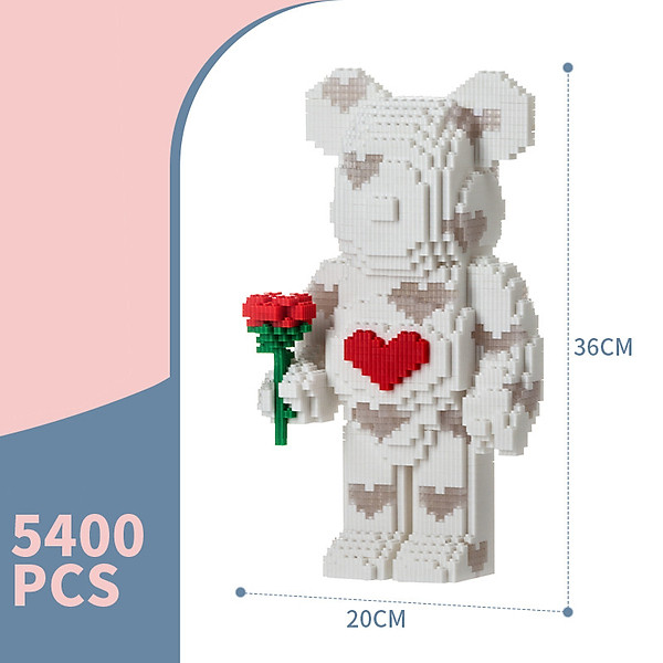Mô Hình Lắp Ráp BearBrick 36 cm 3d Ghép Chú Gấu Đồ Chơi Chất Liệu Nhựa ABS