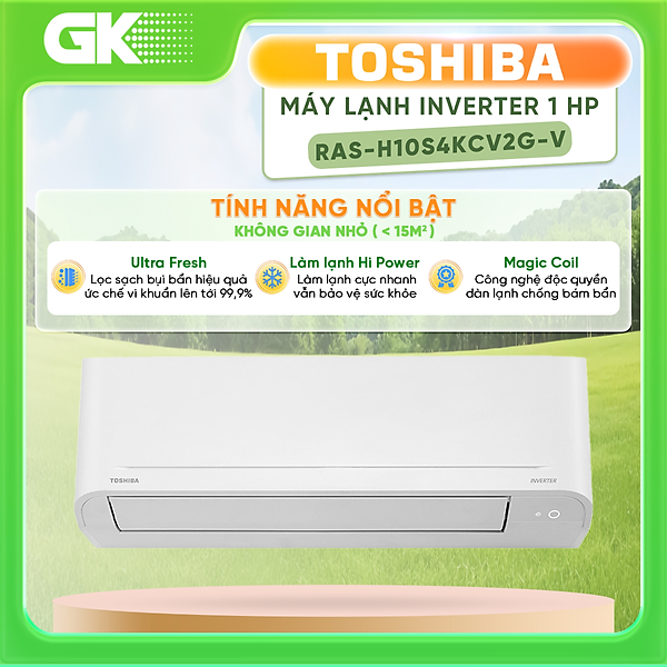 Máy lạnh Toshiba RAS-H10S4KCV2G-V 1HP Inverter Thái Lan - Hàng Chính Hãng (Chỉ giao HCM)
