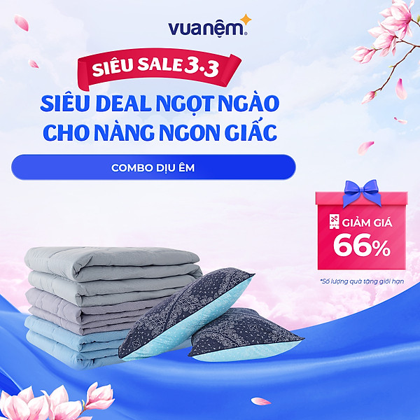 Combo Dịu Êm - Đôi vỏ gối AMD Dream họa tiết 45*65cm & 1 chăn chần xuân hè AMD Promo 140*200cm (Giao ngẫu nhiên)