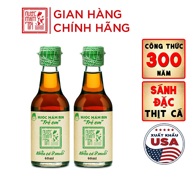 Đặc Sản Phan Thiết - Combo 2 Chai Nước Mắm Tĩn Ăn Dặm Cho Bé Độ Đạm 42N Làm Từ Cá Cơm Than Nguyên Chất (60Ml/Chai)