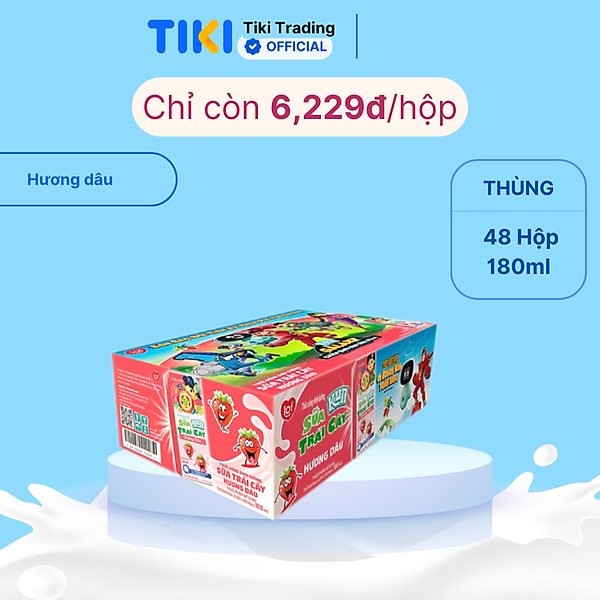 Thùng 48 Hộp Sữa Trái Cây KUN Hương Dâu 180ml/hộp(thẻ cào)