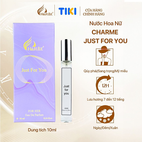 Nước hoa nữ thơm lâu, Charme Just For You, lãng mạn và tinh nghịch, cho nàng thêm tự tin, 50ml/10ml