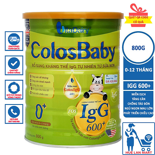 Sữa Bột Vitadairy Colosbaby 0+ 800G
