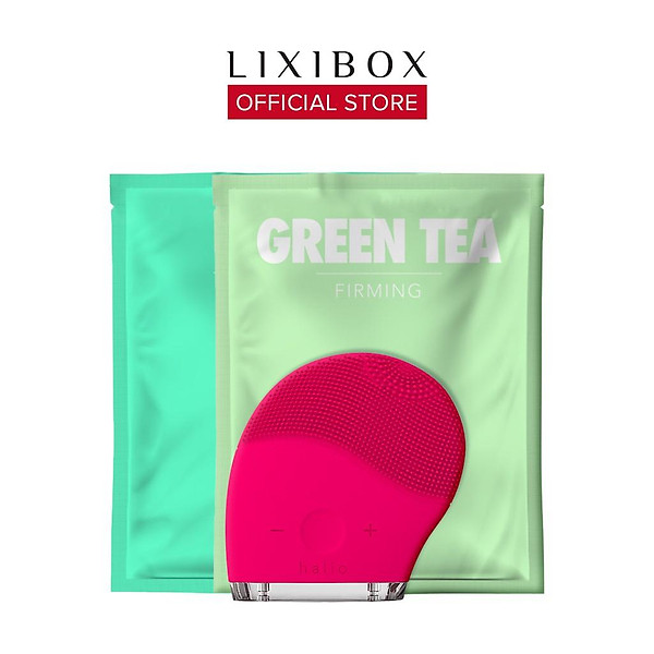 Combo Máy Rửa Mặt Và Mát Xa Da Mặt Halio, 2 Mặt nạ Lixibox – Aloe và Green Tea