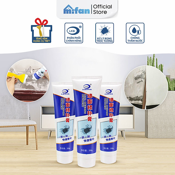 Keo Vá Tường Chống Thấm LKB 250gr - Trám Trét Vết Nứt Khe Hở Tường - Chống Mốc Ẩm Làm Sạch Tường - Mifan Hàng Chính Hãng