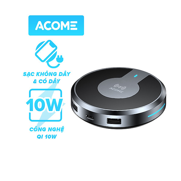 Sạc Không Dây Qi ACOME AWC01 Tương Thích Với dòng điện thoại IOS/ANDROID – Hàng Chính Hãng