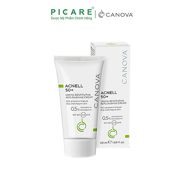 Kem Ngừa Mụn Ban Ngày Dành Cho Da Mụn, Da Kích Ứng Nhạy Cảm Canova Acnell 50+ REPLENISHING CREAM 50ml