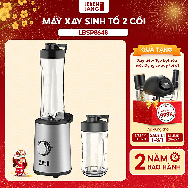 Máy xay sinh tố LEBENLANG gồm 2 cối tích hợp bình chứa dung tích 300-600ml, công suất 350W, model LBSP8648 - hàng chính hãng