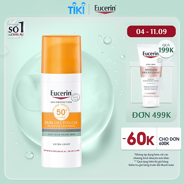 Kem Chống Nắng Eucerin Sun Gel-Cream Dry Touch Oil Control Spf50+ Cho Da Nhờn & Mụn 50Ml
