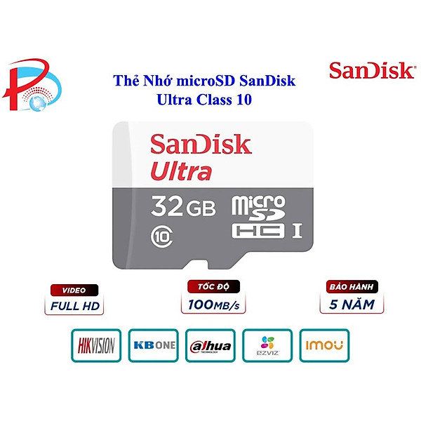 Thẻ Nhớ MicroSD SanDisk Ultra 32G/64G/128GB/256Gb 100MB/s - Hàng Chính Hãng
