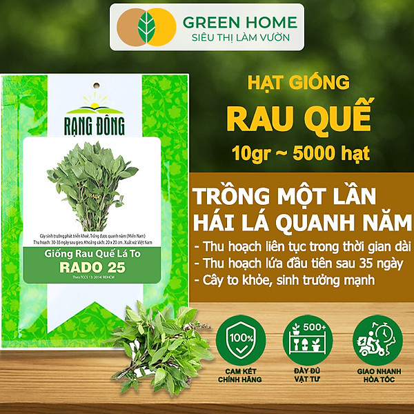 Hạt Giống Rau Quế Greenhome, Gói 10gr~5000 hạt, Húng Quế, Dễ Trồng Quanh Năm, Nảy Mầm Cao, Thu Hoạch Nhanh, Năng Suất Cao G07