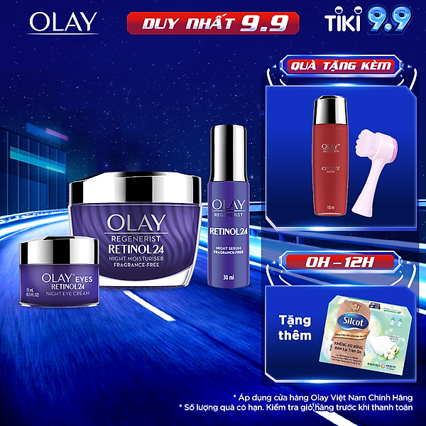 Combo 3 Kem Dưỡng Ẩm, Tinh Chất Và Kem Mắt Olay Ngăn Ngừa Lão Hóa Chứa Chiết Xuất Retinol24