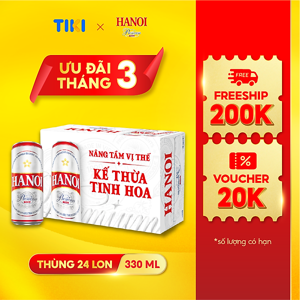 Bia Hanoi Premium - Thùng 24 lon 330ml