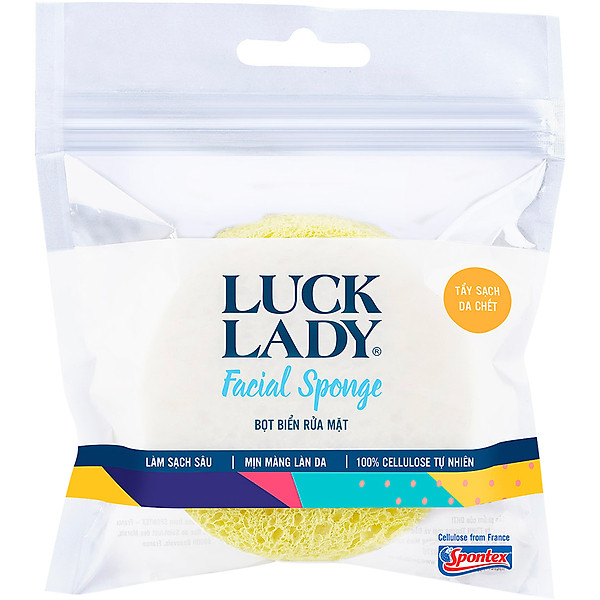 Miếng Rửa Mặt Bọt Biển Cellulose Tự Nhiên Luck Lady