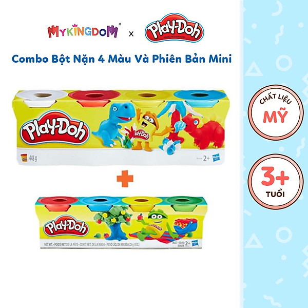 Đồ Chơi PLAYDOH Combo Bột Nặn 4 Màu Và Bột Nặn 4 Màu Mini CBB5517-23241-33 - Giao hàng ngẫu nhiên