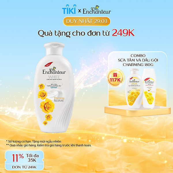 Sữa Tắm Trắng Da Enchanteur White Có Hạt (180g)