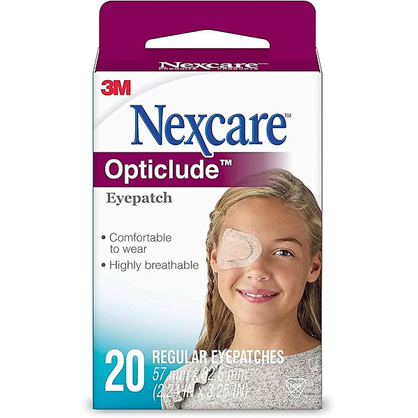 Hộp 20 miếng dán mắt 3M Nexcare 1539 hỗ trợ nhược thị cho trẻ cỡ lớn, sản xuất Canada