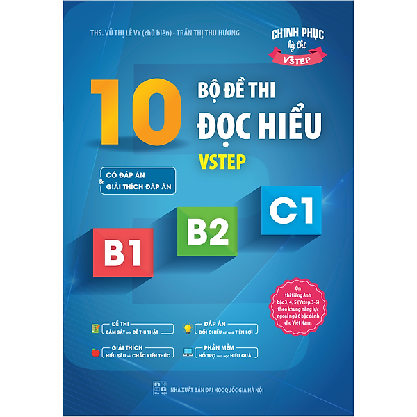 Sách 10 bộ đề thi Đọc hiểu Vstep B1-B2-C1 (tiếng Anh bậc 3,4,5)|Ôn thi TOEFL iBT reading, Vstep reading