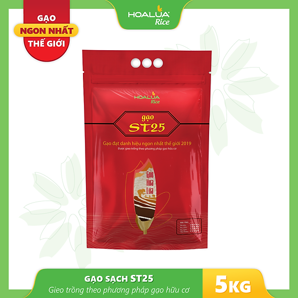 Gạo ST25 Hoa Lúa túi 5kg - Dẻo nhiều, mềm cơm, hương thơm đặc trưng