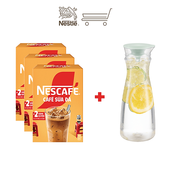 Bộ 3 Cà phê sữa NESCAFÉ Cà Phê Sữa Đá (Hộp 10 gói x 24 g)