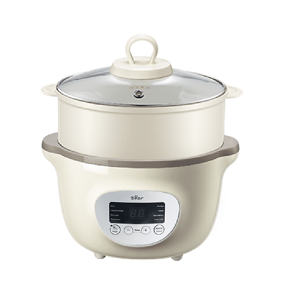 Nồi nấu cháo chậm, ninh hầm cách thuỷ BEAR SUBE002 1.6L (kèm 2 thố nhỏ 0.5L và lồng hấp) - Hàng chính hãng
