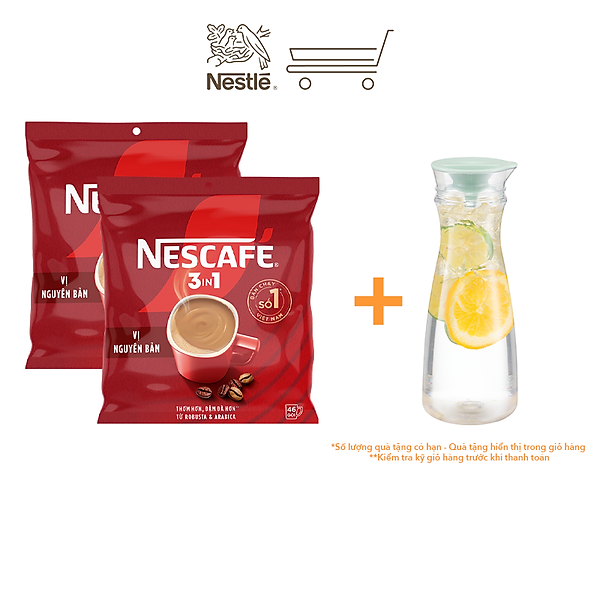 Combo 2 Bịch NESCAFE 3IN1 Công thức cải tiến - VỊ NGUYÊN BẢN Bịch 46 gói